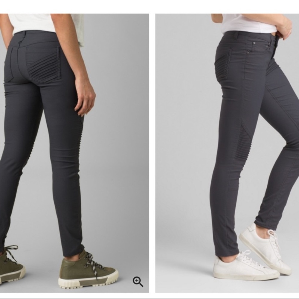 Prana Skinny Moto Pants in Charcoal Gray
